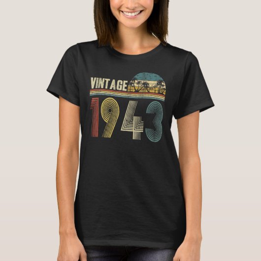 ヴィンテージ1943 80誕生日80歳男性へW Tシャツ (正面)