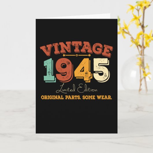 ヴィンテージ1945オリジナル部品おもしろい誕生日ギフト カード (黄色い花)