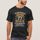 ヴィンテージ1945年77年の贈り物第77回誕生日贈り物 Tシャツ (正面)