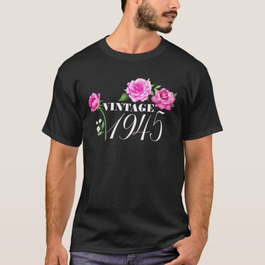 ヴィンテージ1945 77歳の花誕生日ギフトF Tシャツ (正面)