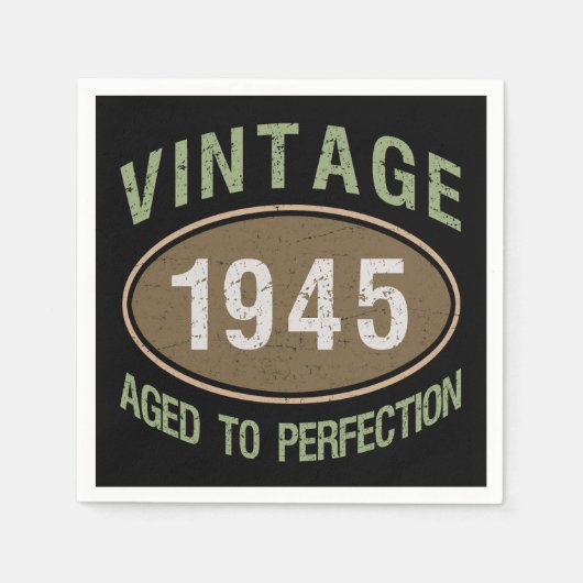 ヴィンテージ1945 80誕生日 スタンダードカクテルナプキン (正面)