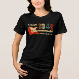ヴィンテージ1946年誕生日ギタリストギフト エレキギター ベーシスト トライブレンドTシャツ