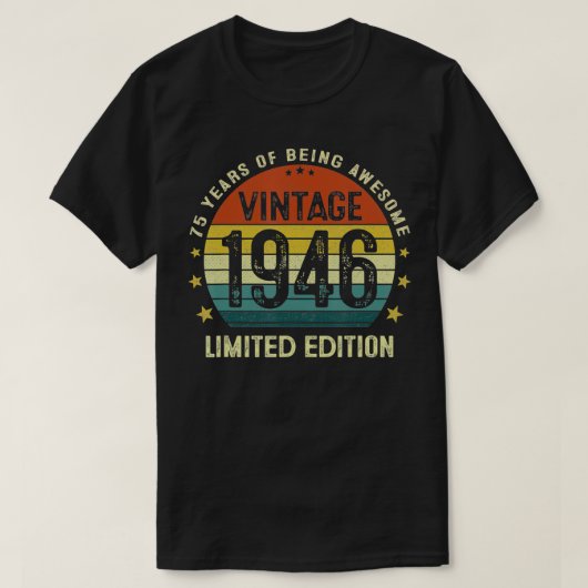 ヴィンテージ1946限定版75歳75th Bir Tシャツ (デザイン正面)