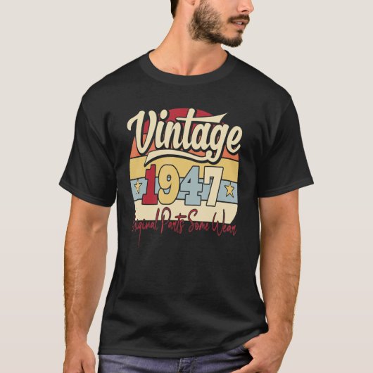 ヴィンテージ1947オリジナルパーツ一部の衣服レトロ76th B Tシャツ (正面)