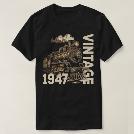 ヴィンテージ1947スチームパンク蒸気機関車77th tシャツ (デザイン正面)