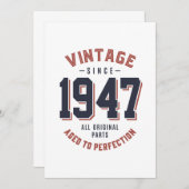 ヴィンテージ1947年以来の誕生日ギフト 招待状 (正面/裏面)