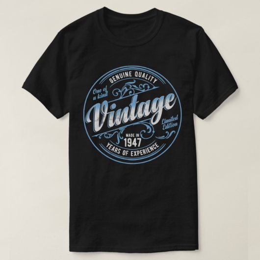 ヴィンテージ1947年製本品&オリジナル75誕生 Tシャツ (デザイン正面)