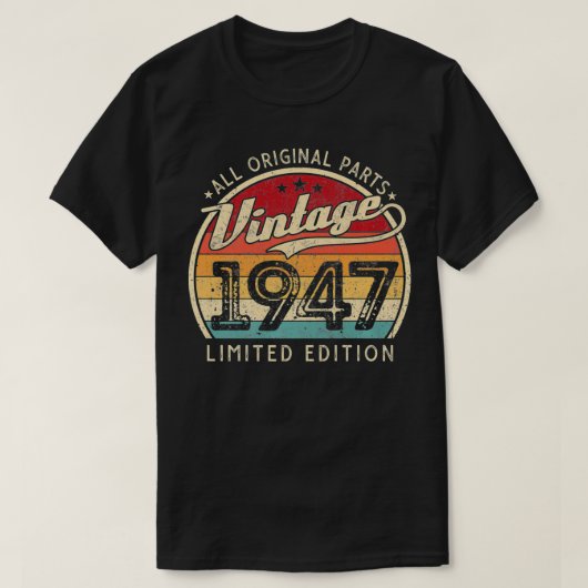 ヴィンテージ1947限定版75歳75th Bir Tシャツ (デザイン正面)