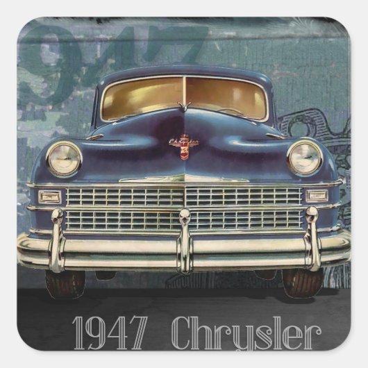 ヴィンテージ1947 Chrysler Car Glossy Stickers スクエアシール (正面)