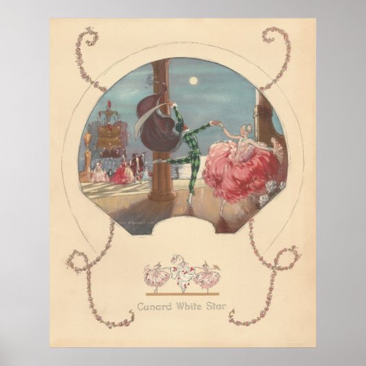ヴィンテージ1947 White Star Cunardメニュー ポスター (正面)