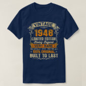 ヴィンテージ1948クラシックレトロ74誕生日74年 Tシャツ (デザイン正面)