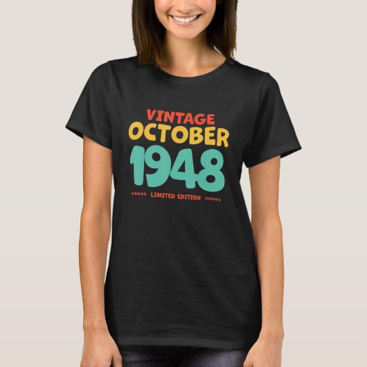 ヴィンテージ1948年10月伝説生まれ1948年10月B Tシャツ (正面)