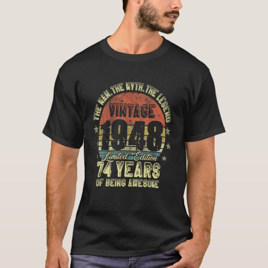 ヴィンテージ1948年74歳74誕生日 Tシャツ (正面)