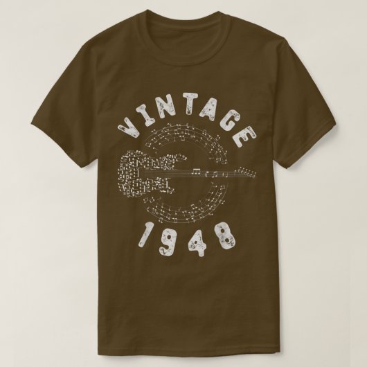 ヴィンテージ1948誕生日限定版ギター音楽 Tシャツ (デザイン正面)