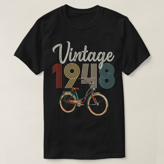ヴィンテージ1948 生まれ 1948年レトロ旧自転車の誕生 Tシャツ (デザイン正面)