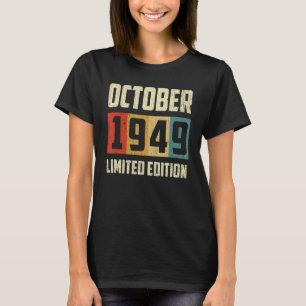 ヴィンテージ1949年10月73日誕生日レトロ Tシャツ