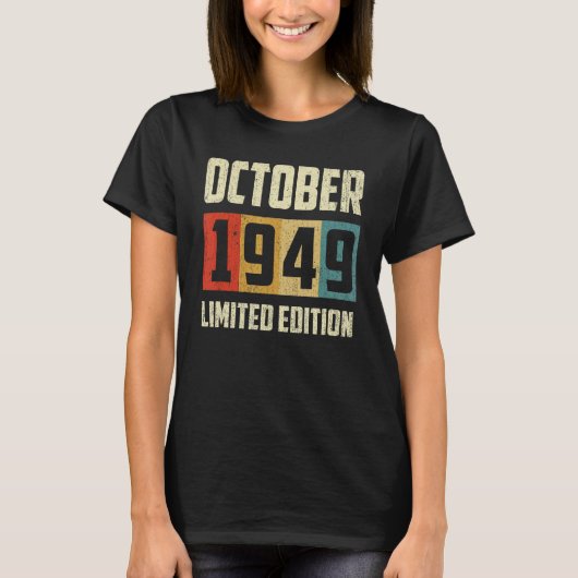ヴィンテージ1949年10月73日誕生日レトロ Tシャツ (正面)