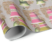 ヴィンテージ1950のかわいらしクリスマスベルズピンクグリーン ラッピングペーパー (ロールコーナー)