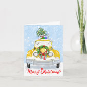 ヴィンテージ1950のニューヨーク黄色クリスマスタクシー シーズンカード (正面)