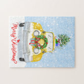 ヴィンテージ1950のニューヨーク黄色クリスマスタクシー ジグソーパズル (横)