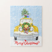 ヴィンテージ1950のニューヨーク黄色クリスマスタクシー ジグソーパズル (縦)