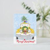 ヴィンテージ1950のニューヨーク黄色クリスマスタクシー ポストカード (スタンド正面)