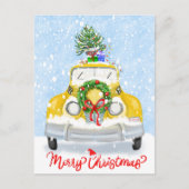ヴィンテージ1950のニューヨーク黄色クリスマスタクシー ポストカード (正面)