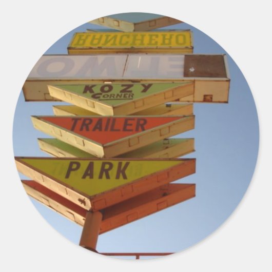 ヴィンテージ1950のルート66標識レトロ ラウンドシール (正面)