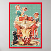 ヴィンテージ1950の核家族50の主婦ケーキ ポスター (正面)