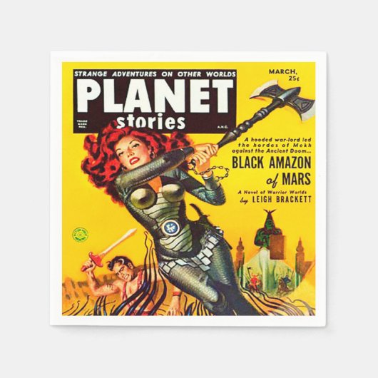 ヴィンテージ1950のSCI FIグラフィックイラストレーション スタンダードカクテルナプキン (正面)