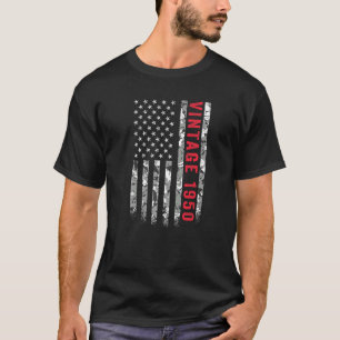 ヴィンテージ1950アメリカ国旗の迷彩柄72歳72日 Tシャツ