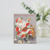 ヴィンテージ1950クリスマスサンタホリデーポストカード シーズンポストカード (スタンド正面)