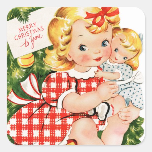 ヴィンテージ1950人形 スクエアシール (正面)