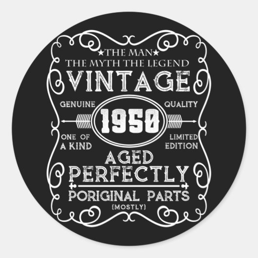 ヴィンテージ1950人神話レジェンド71誕生日 ラウンドシール (正面)