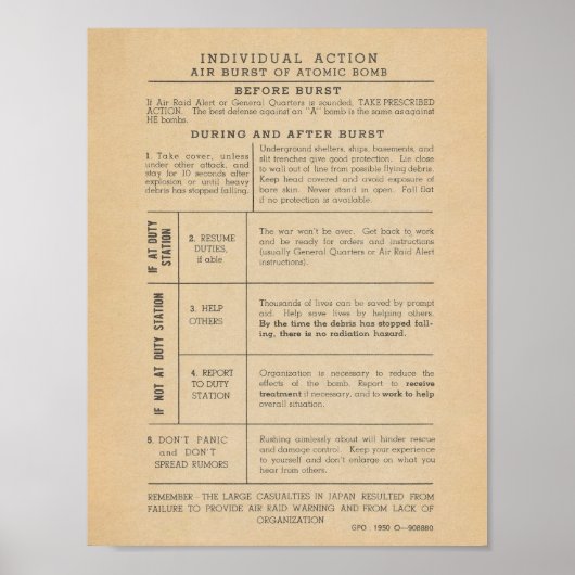 ヴィンテージ1950原爆安全ポスター ポスター (正面)