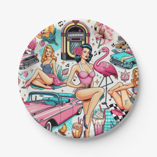 ヴィンテージ1950年代かわいいパターン ペーパープレート (正面)