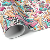 ヴィンテージ1950年代かわいいパターン ラッピングペーパー (ロールコーナー)