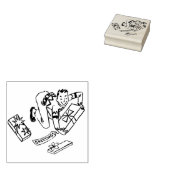 ヴィンテージ1950年代のクリスマスプレゼントを持つ男 ラバースタンプ (押印)