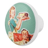 ヴィンテージ1950年代の核家族50代レトロな主婦 セラミックノブ (右)