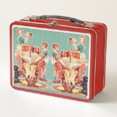 ヴィンテージ1950年代の核家族50代レトロな主婦 メタルランチボックス (正面)