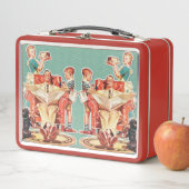 ヴィンテージ1950年代の核家族50代レトロな主婦 メタルランチボックス (インサイチュ)