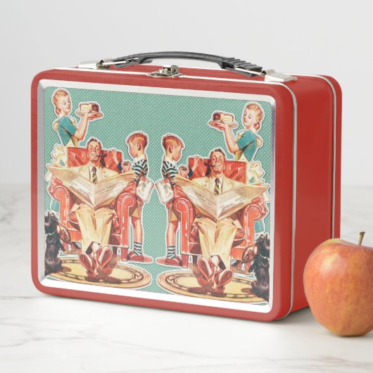 ヴィンテージ1950年代の核家族50代レトロな主婦 メタルランチボックス (インサイチュ)