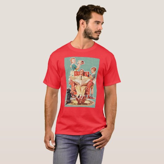 ヴィンテージ1950年代の核家族50代レトロな主婦 Tシャツ (正面フル)