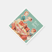 ヴィンテージ1950年代の核家族50年代のレトロな主婦 スタンダードカクテルナプキン (角)