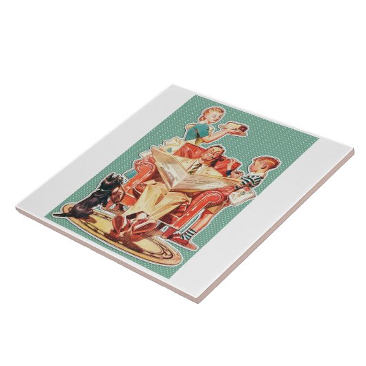 ヴィンテージ1950年代の核家族50年代のレトロな主婦 タイル (側面)