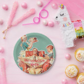 ヴィンテージ1950年代の核家族50年代のレトロな主婦 ペーパープレート (パーティー)