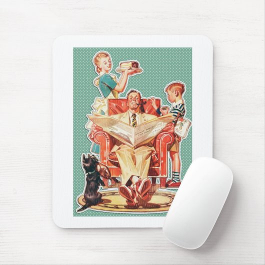ヴィンテージ1950年代の核家族50年代のレトロな主婦 マウスパッド (マウス)