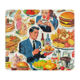 ヴィンテージ1950年代の食品漫画イラストレーション カッティングボード