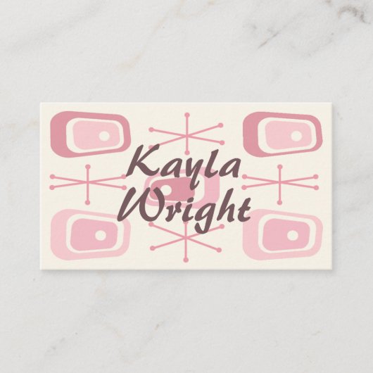 ヴィンテージ1950年代アトミックエイジバニラピンク 名刺 (正面)