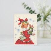 ヴィンテージ1950年代クリスマスガール シーズンポストカード (スタンド正面)